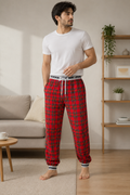 Tartan Check Jogger Pajama - Elastic Waist & Cuff - M-121