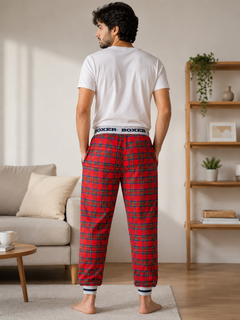 Tartan Check Jogger Pajama - Elastic Waist & Cuff - M-121