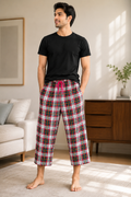 Multi-Check Capri Lounge Pajama - Elastic Waist - M-123