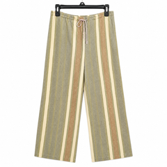 Stripe Wide Leg Lounge Pajama - Elastic Waist with Drawstring - M-124