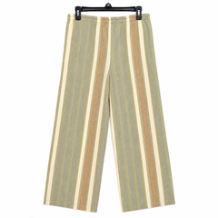 Stripe Wide Leg Lounge Pajama - Elastic Waist with Drawstring - M-124