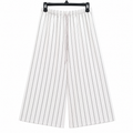 Off-White Striped Wide Leg Palazzo - Elastic Waist - W-80