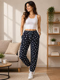 Cat Print Lounge Pant - Elastic Waist, Drawstring - W-81