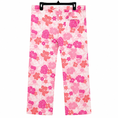 Pink Floral Lounge Pant - Elastic Waist, Back Pocket - W-87