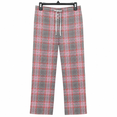 Grey-Red Plaid Lounge Pant - Elastic Waist - W-88