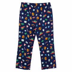 Holiday Print Lounge Pant - Elastic Waist with Drawstring, Red Piping - W-89