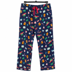 Holiday Print Lounge Pant - Elastic Waist with Drawstring, Red Piping - W-89