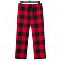 Red Black Buffalo Plaid Lounge Pajama - Elastic Waist - W-93