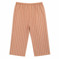 Rust Stripe Capri Lounge Pant - Elastic Waist with Drawstring - W-91