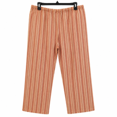 Rust Stripe Capri Lounge Pant - Elastic Waist with Drawstring - W-91
