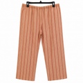 Rust Stripe Capri Lounge Pant - Elastic Waist with Drawstring - W-91