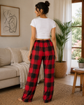 Red Black Buffalo Plaid Lounge Pajama - Elastic Waist - W-93