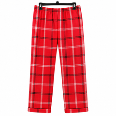 Unisex Red Check Plaid Lounge Pajama Pant - Elastic Waist - W-83