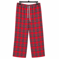 Red Green Tartan Plaid Lounge Pant - Elastic Waist - W-96