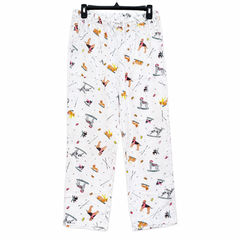 White Dog Ski Print Lounge Pant - Elastic Waist - W-97