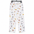 White Dog Ski Print Lounge Pant - Elastic Waist - W-97
