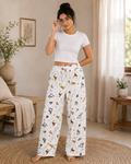 White Dog Ski Print Lounge Pant - Elastic Waist - W-97
