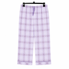 Mauve Plaid Lounge Pant - Elastic Waist with Drawstring - W-100