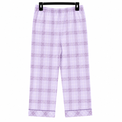 Mauve Plaid Lounge Pant - Elastic Waist with Drawstring - W-100
