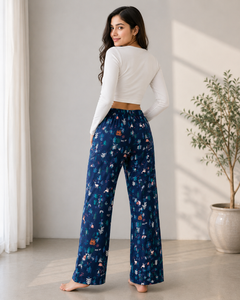 Forest Print Lounge Pajama - Elastic Waist with Drawstring - W-103