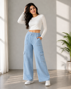 Cargo Lounge Pant - 6 Pocket, Elastic Waist - W-102