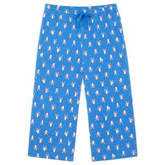 Royal Blue Cute Dog Print Lounge Pajama - Elastic Waist with Drawstring - W-105
