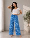 Royal Blue Cute Dog Print Lounge Pajama - Elastic Waist with Drawstring - W-105