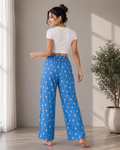 Royal Blue Cute Dog Print Lounge Pajama - Elastic Waist with Drawstring - W-105
