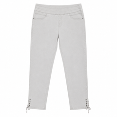 Lace-Up Hem Jeggings - Stretch Denim, Slim Fit - W-106
