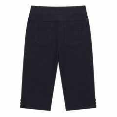 Slim Comfort Straight Capri Pants - Elastic Waist, Back Pockets - W-110