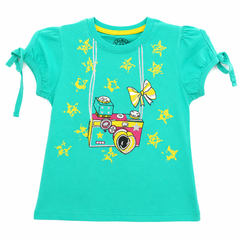 Camera Print T-Shirt - Short Sleeve, Bow Tie - K-53