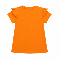 Umbrella Heart Print T-Shirt - Ruffle Sleeve, Lace & Bow - K-55
