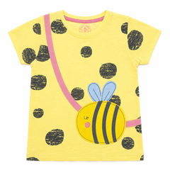 Bee Applique T-Shirt - Polka Dot Print, Crossbody Bag - K-56