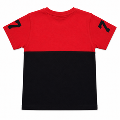 Red Black Brooklyn 77 Color Block T-Shirt - K-74