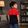 Red Black Brooklyn 77 Color Block T-Shirt - K-74