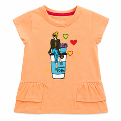Monday Coffee Peplum T-Shirt - Fashion Girl Print, Coffee Cup - K-78