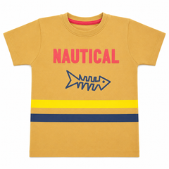 Nautical 3D Puff Text T-Shirt - Fishbone Art, Color Block Stripes - K-60