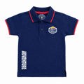 Adventure Badge Polo Shirt - Contrast Red Tipping, Vertical Text - K-61