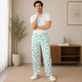 Christmas Tree Print Lounge Pajama - Elastic Waist with Drawstring - U-3