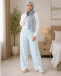 Floral Print Lounge Pajama - Elastic Waist with Drawstring - U-4