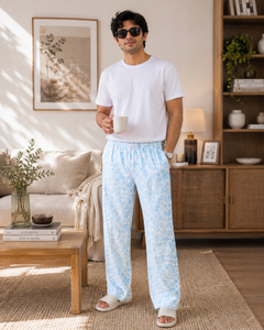 Floral Print Lounge Pajama - Elastic Waist with Drawstring - U-4