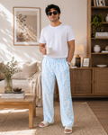 Floral Print Lounge Pajama - Elastic Waist with Drawstring - U-4