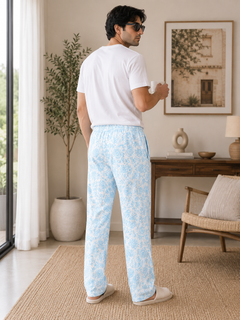 Floral Print Lounge Pajama - Elastic Waist with Drawstring - U-4