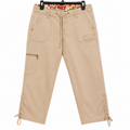 Beige 3-Quarter Cargo Capri Pants - Drawstring Waist, Multi Pocket - U-5