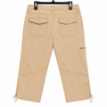 Beige 3-Quarter Cargo Capri Pants - Drawstring Waist, Multi Pocket - U-5