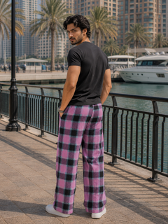Check Print Lounge Pajama - Elastic Waist with Drawstring - U-8