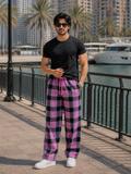 Check Print Lounge Pajama - Elastic Waist with Drawstring - U-8