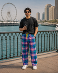 Check Print Lounge Pajama - Elastic Waist with Yellow Drawstring - U-9