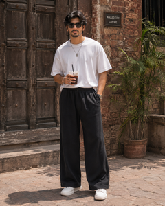 Wide Leg Lounge Pajama - Elastic Waist, Relaxed Fit - U-10