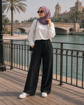 Wide Leg Lounge Pajama - Elastic Waist, Relaxed Fit - U-10